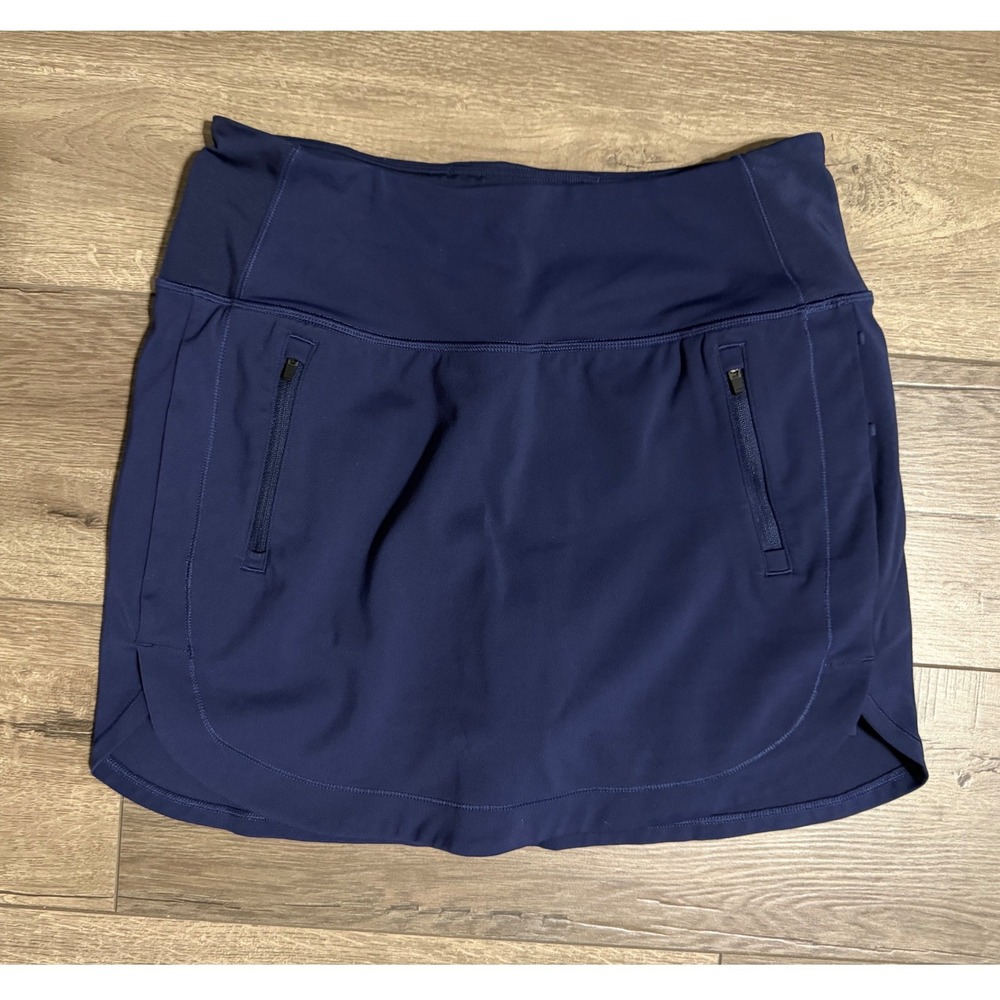 Athleta Fairway Golf Skort 16 Navy Blue Zipper Pockets Size Medium 657539-01